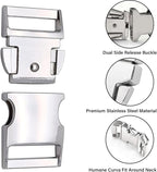 Dog Collar with Stainless Steel Fastener & Quick Release for Medium Large Dogs (Black, M:2.8-3.2mm)