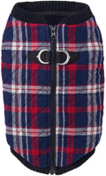 Gooby Fashion Vest Check Dog Jacket - White Check, Small - Warm Zip Up Bomber Vest with Dual D Ring Leash - Winter Water Resistant Small Dog Sweater