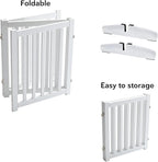 LZRS Freestanding Dog Gate 30 inch Tall - 3 Panels Solid Wooden Pet Gate for Doorways, Stairs & Hallways, Expandable & Foldable with Support Feet，Indoor Use,White