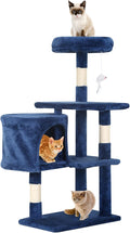 Cat Tree 36 Inch Cat Tower for Indoor Cats with Scratching Post,Padded Perch,Hanging Toys for Kittens & Adult Cats,Beige (Navy Blue)