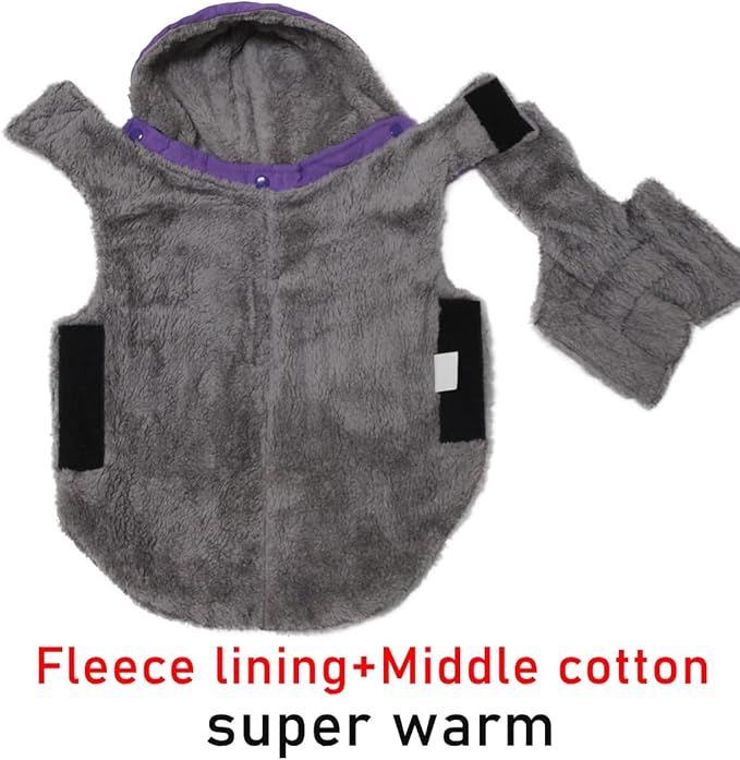 100% Polyester Dog Hoodie for Small Medium Dogs Super Warm Puppy Jacket for Cold Winter Dog Coats, Purple M