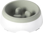 Gibson Home Curious Canines Slow Feeder Dog Bowl, 6.75” Melamine Anti-Gulp Feeding Bowl, Non-Slip, Dishwasher Safe, Green