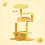 Happy & Polly Cat Tree, Cats, 53.2x22.4x18.1 Inches, All Breed Sizes, Climbing, Indoor, Wood and Sisal, Floor Mount, Modern