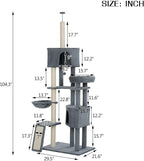 Cat Tree for Indoor Cats 105" Tall Cat Tower Multi-Level Cat Condo with 3 Perches 2 Caves Cozy Basket Scratching Board Pet Supplies Gray