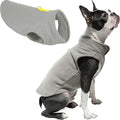 Gooby Fleece Vest - Gray-Yellow, Large - Warm Pullover Dog Jacket with O-Ring Leash