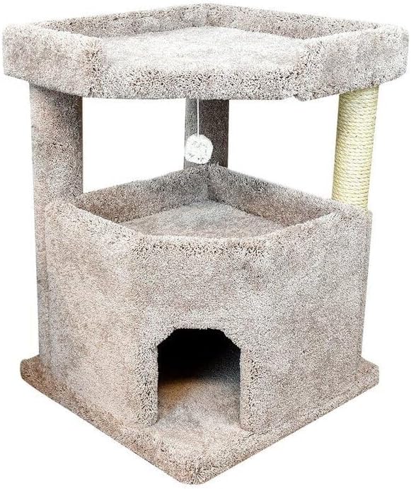 Cat Tree Tower 16x16x24 Inch - Carpet Scratching Post for Indoor Cats - Brown