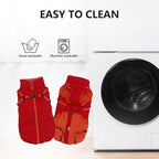 Geyecete Winter Warm Coat Waterproof Dog Winter Jacket with Harness Traction Belt,Windproof Pet Outdoor Jacket Dog Autumn-Red-XL
