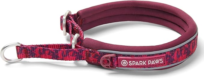 Spark Paws Martingale Dog Collar – Cushioned Slip-On Training Collar, Heavy Duty, Safety-Tested No-Buckle Collar for Medium & Large Dogs - Fuchsia Camo - B