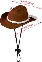 choyaxo Dog Cowboy Hat Dog Cowboy Costume for Small Pet Dogs Cat Cowboy Hat with Bandana Scarf Set Party Accessories (Brown, Medium)
