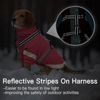 XX-Large Dog Winter Coat with Harness 2 in 1-for Walk The Dogs| Thick and Warm Lining for Cold Winter,Turtleneck Windproof Snowsuit with Sleeves,Night Reflective Harness(Pink)