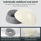 Bulldog Bowl Anti-Slip Dog Cat Dish Detachable Rubber Dog Bowl Pet Sterile Tilted Pet Feeder Slope Base (Grey, 3.5 Cup (Medium/Large Dog))