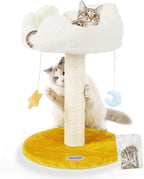Happi N Pets Cloud Cat Tree, Cat Scratching Post with Bed, Small Cat Tree for Kittens, Cat Scratch Post with Cloud-Shaped Soft Perch & Cute Toys, Removeable Cover, Bonus Catnip