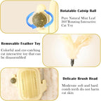 3-in-1 Cat Self Groomer Brush – Wall Corner Cat Scratch Pad with Catnip Ball & Feather Toy, Cactus-Style Wall Brush for Indoor Cats, Cats Massager & Face Scratchers for Fur Pets
