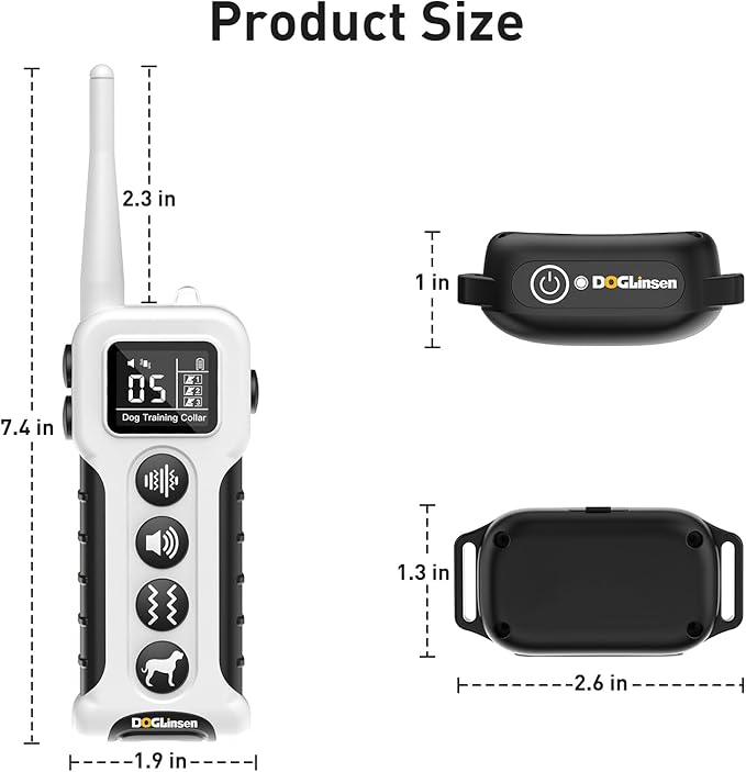 Vibrating Dog Collar - Vibration Collar for Dogs Training, No Shock Dog Training Collar with Remote Upgraded 3300ft Range, 9 Style Tones and Vibration Collar, White