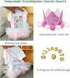 ANIAC Dog Birthday Dress and Hat Set Puppy Lace Tutu Pink Pet Crown Hat with 0-9 Figures Birthday Outfit for Cats Small Dog (White+Pink,Large)