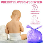 Disposable Diaper Bags (600 ct.) Cherry Blossom Scented Easy Tie Handles Scented Bulk Diaper Sacks Disposable Dog Cat Waste Bags (Cherry Blossom, 600 Bags)