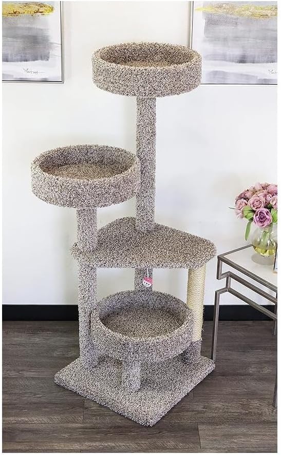 Maykoosh Artisanal Abode Sturdy Tower with Beds - 30" L x 29" W x 54" H, for All Breed Sizes for Scratching, Climbing, Cuddling, Extra Thick Base Speckeled/30 L x 29" W x 54" H