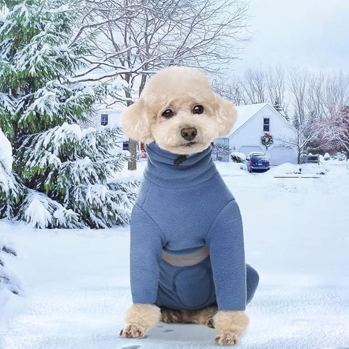 Polar Fleece Dog Coats for Small Medium Dogs, Winter Jacket Sweater Vest Bodysuit, Four-Legged Warm Clothes Pajamas