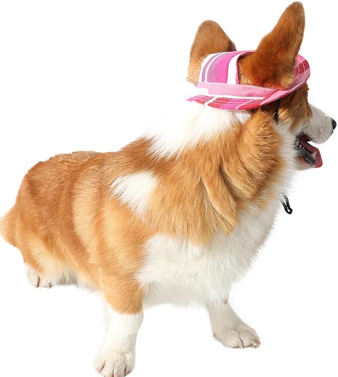 Round Brim Princess Hat Visor Hat Pet Dog Mesh Porous Sun Hat with Ear Holes for, Extra Dog Teddy, Pug, Chihuahua, Shih Tzu, Yorkshire Terriers, Papillon Z-2-rosered Medium
