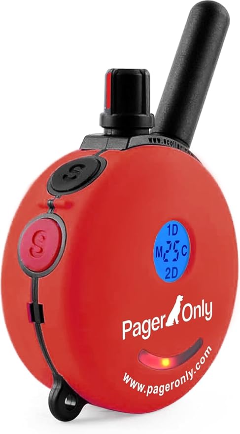 Educator PG-300 Dog Training Pager Only–Vibration & Tone, 1/2 Mile Range, 100 Adjustable Levels, Waterproof Biothane Collar Included, Rechargeable, Night Tracking Light, Small & Medium Dogs,2 Dog,Red