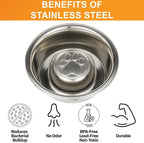 Neater Pet Brands Stainless Steel Slow Feed Dog Bowl for Fast Eating Small Breeds, Metal Slow Feeder Dog Bowl Fits in Cat & Small Neater Feeders, for Puppy or Dogs (< 15 lbs), 3/4 Cup Food Capacity