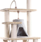Cat Tree Tower with Hammock - Multi-Level Kitty Condo, Scratching Posts, Soft Faux Fur - 65" Tall