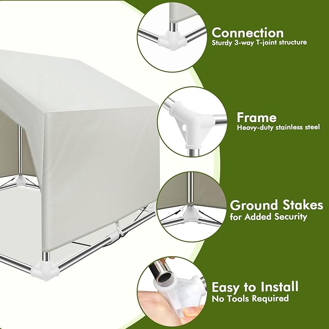 Outdoor Meduim Pet Shade Shelter Tent - Stainless Steel Frame with Ground Stakes for Stability, Spacious Sun Canopy for Dogs, Cats & Other Pets