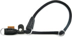 Braided Round Martingale Dog Collar, Training Collar with Slidable Stop Ring and Adjustable Stopper - Ideal for Small Dogs (S(1/4") - 14" Long, Black)
