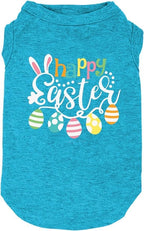 Happy Easter Shirts for Dog Funny Print Vest for Small Medium Large Dogs Soft and Light-Weight T Shirts Gift for Puppy(EA-Blue, X-Small)