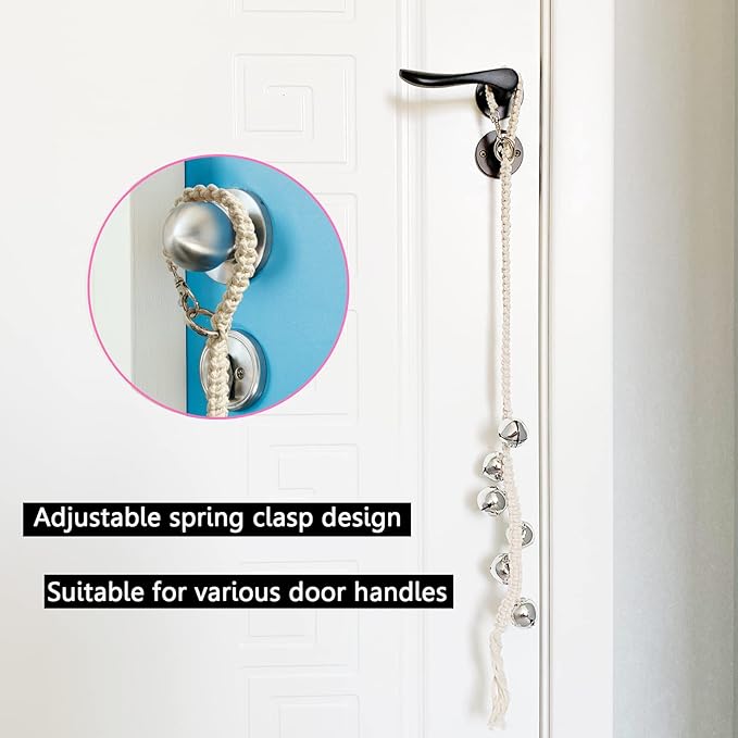 Dog Hanging Doorbells| Extra Loud Dog Potty Training Bells| Adjustable Durable Braided Rope Door Bell for Dogs to Ring to Go Outside(2 Silver)