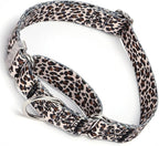 Leopard Print Martingale Collars for Dogs, No-Slip Escape Proof Choke No Pull Soft Nylon Training Dog Collars for Small Medium Large Breed Pet Dogs, M