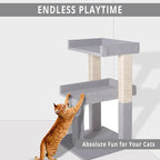 Lulu Large Cat Tree Tower with 2 Spacious Platforms, Sturdy Multi-Cat Condo with Sisal Scratching Posts, Stable Anti-Tip Design for Indoor Cats
