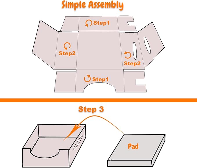 Extra Large Cat Scratch Box Cardboard Cats Scratcher with Bigger Space Double-Sided Scratching Boxes Refillable Pad Easy to Clean Scratchers for Indoor Cats (Grey 3 pcs Pads)