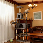 80" Tall Cat Tree Multi-Level Cat Tower for Indoor Cats with Cat Condo, Hanging Basket, Sisal Scratching Posts, Plush Balls and Hammock for Small Large Cats (Dark Gray1)