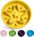 LE TAUCI Slow Feeder Dog Bowls Ceramic,3 Cups Slow Feeding Dog Bowl Medium Large Breed, Pet Bowl for Fast Eaters, Puzzle Pet Dishes, Star Yellow