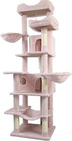 Pink 68 Inches Multi-Level Large Cat Tree, Cat Tree Tower for Indoor Cats Large Adult with Condo/Cozy Plush ‌Pussycat Perches/Sisal Scratching Posts for Cats to Play and Sleep