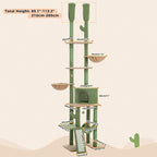 PAWZ Road Cactus Cat Tree, Floor to Ceiling Cat Tower with Adjustable Height(85-112 Inches), 7 Tiers Cat Climbing Tree with Cozy Hammocks and Condos, 5 Platforms, Scratching Posts for Indoor Cats