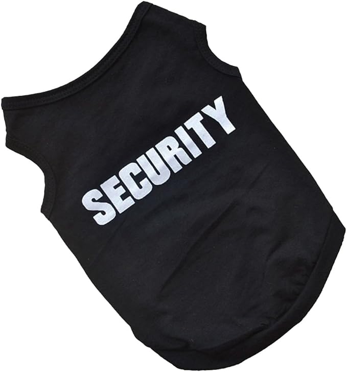 2Pack Dog Security Costume Cotton Dog Shirt for Small Dog Boy Pet Clothes Security Puppy Black Vest T-Shirts Cat Top Tee Breathable Stretchy