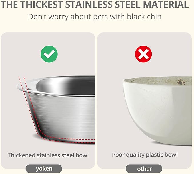 yoken Elevated Dog Bowls,[Prevention of Vertebrae Disease][Super Non-Slip] Dog Bowl with Stainless Steel Bowl,High Capacity,for Large Dogs
