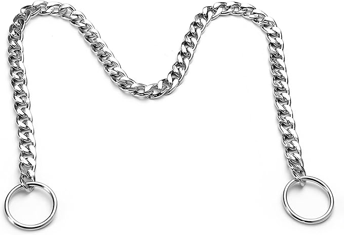 Flat Chain Choker Collar for Dogs, Metal Slip P-Link Training Heavy Duty Dog Choke Collar Puppy Collars for Small Medium Large Big XL Breed Dogs, Silver XL