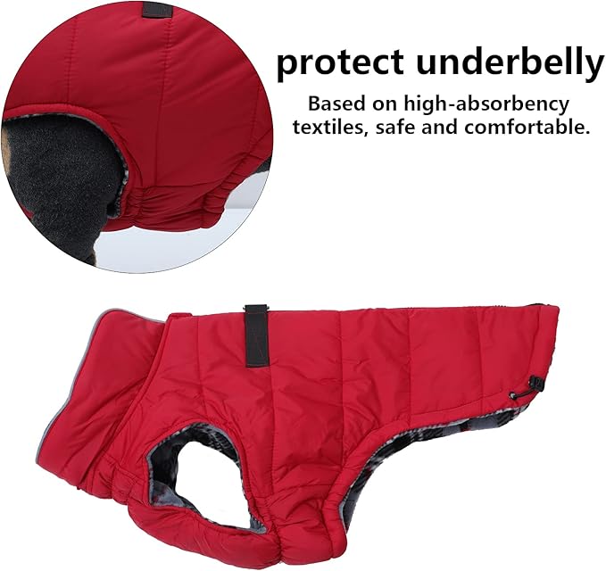 Geyecete Dog Winter Warm Coat Dogs Winter Jacket Windproof Snowproof,Pet Outdoor Jackets Dog Jacket for Small Medium Large Dogs-Red-M