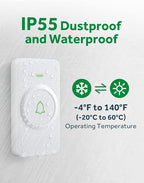 AVANTEK Wireless Door Bell, CW-12 Mini Waterproof Doorbell Chime Operating at 1000 Feet with 52 Melodies, 5 Volume Levels & LED Flash