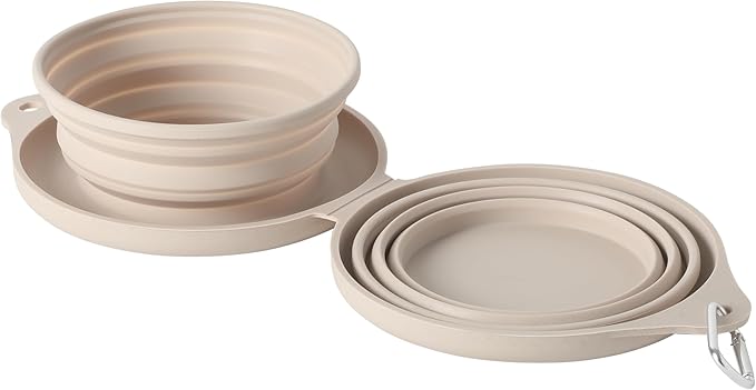 Gibson Home WanderHound 13 Inch Collapsible Double Silicone Pet Bowl Set with Carabiner Clip – BPA-Free, Dishwasher Safe, Foldable Food & Water Travel Bowls for Dogs – Hiking, Camping & Everyday Use