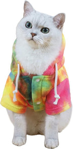 QWEEE Dog Coat & Hoodie - Tie Dye Warm Winter Sweatshirt for Cat & Puppy - Small to Medium Dogs - Multicolor