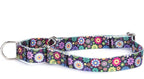 Serijoars Adjustable Martingale Dog Collar Heavy Duty Nylon Dog Collar for Medium Large Dogs Walking Training Boy and Girl Dogs (M, Colourful Little Flowers)