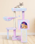 FISH&NAP Cute Cat Tree Kitten Cat Tower for Indoor Cat Condo Sisal Scratching Posts with Jump Platform Cat Furniture Activity Center Play House Rainbow