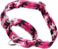 Thick Martingale Collar for Dogs, No-Slip Escape Proof Choke No Pull Cinch Soft Nylon Dog Training Collars Adjustable for Small Medium Large Breed Pet Dogs, Pink Camo S
