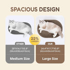 Extra Large Oval Cat Scratcher Lounge Bed - Heavy Duty Double-Sided Cardboard Scratching Pad, Modern White Cat Furniture & Sofa for Large Indoor Cats