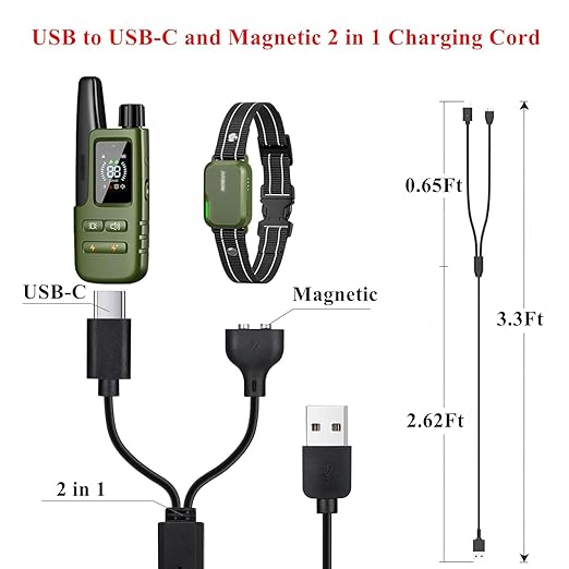 Fast Charger for Jugbow Training Collar-USB Power Adapter,Dog Shock Collar Charger Cord Replacement-3.3ft USB to USB-C and Magnetic Charging Cable