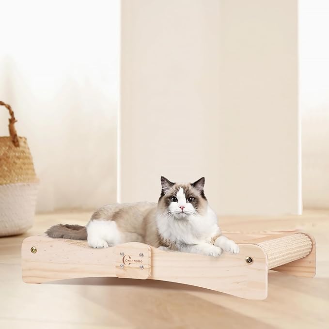 Sisal Cat Scratcher Bed,Extra Large Cat Scratch Post with Climbing Bed,Wooden Scratching Board with Sisal Pad for Kittens Cats and Small Animals Indoor Use